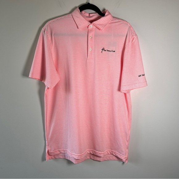 Vineyard Vines Mens Medium Striped Peach Tejeda Performance Polo Shirt *Custom - Picture 1 of 9